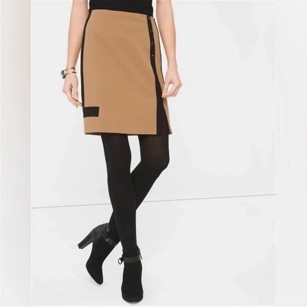 White House Black Market Black and Tan skirt - Picture 3 of 7